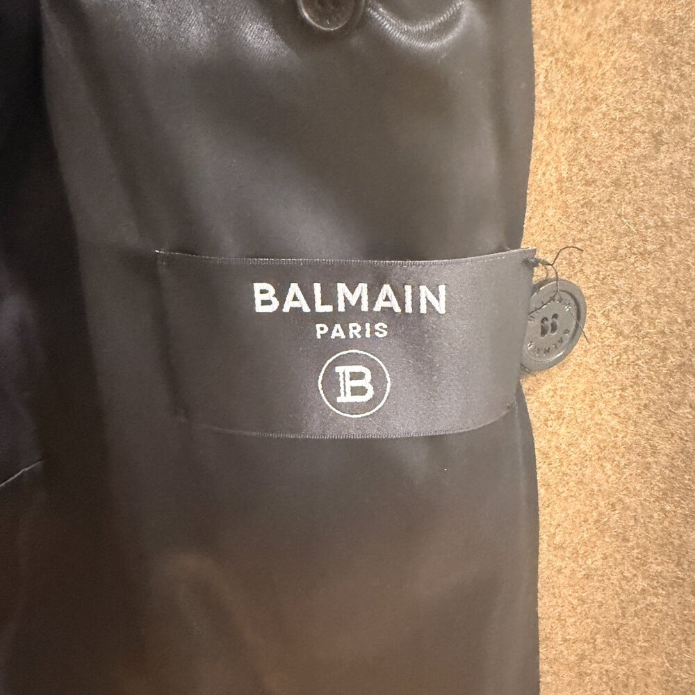 Balmain Mens Green Military Runway Coat 46r - Picture 5 of 6